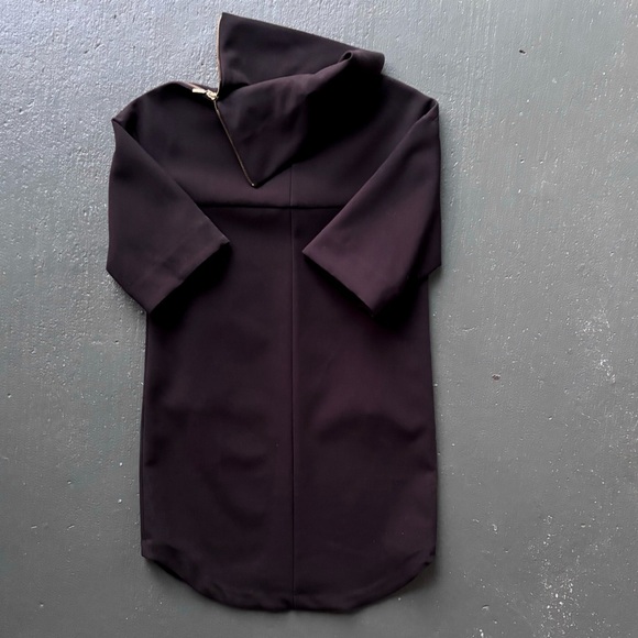 ZARA Exposed Gold Metal Zippers High Collar Boxy Silhouette Mini Dress - Picture 7 of 13